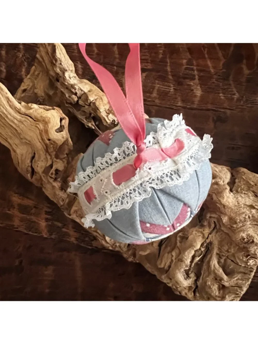 Handmade Vintage Quilted Cottagecore Ornament 4 Inch